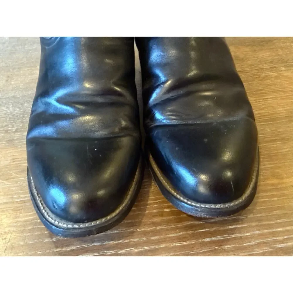JUSTIN Black Roper Western Leather Cowboy Boots Men size 9 EE